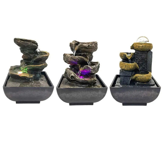 3-Tier Desktop Water Fountain Decor W/LED Plug Type US Portable Indoor Decorative Accent Tabletop Zen Meditation Waterfall Kit H    Home Decor Supply | Online Retail | ShoreShopper.com