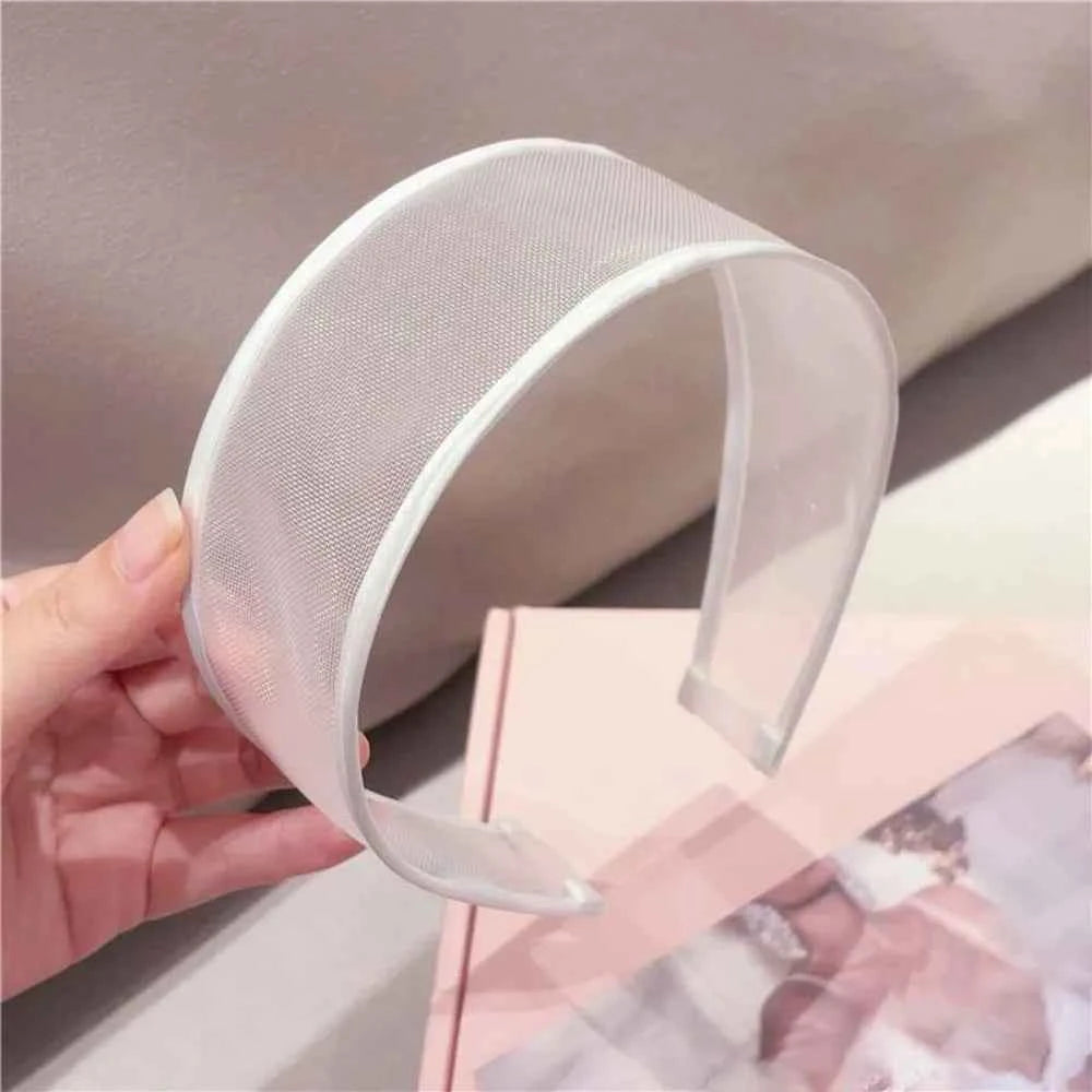 Headwear Mesh Pearls Headband Creative Beads Rhinestone Wide Hair Hoop Solid Color Waterproof Black White Hairband Wash Face