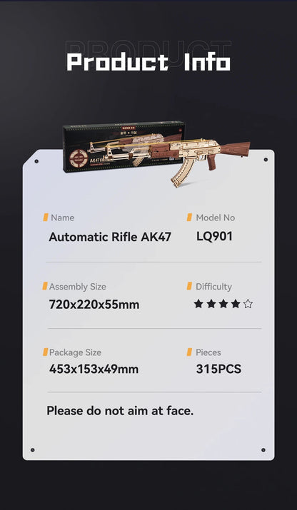 Robotime Rokr Automatic Rifle AK47 3D Wooden Gun Funny DIY Building Block Toys for Kids Adults Justice Guard Wooden PuzzleLQ901    Home Decor Supply | Online Retail | ShoreShopper.com