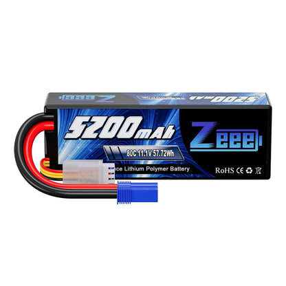 Zeee 3S LiPo RC Battery 11.1V 5200mAh 80C Hardcase w/ Plugs - ShoreCo.Shop