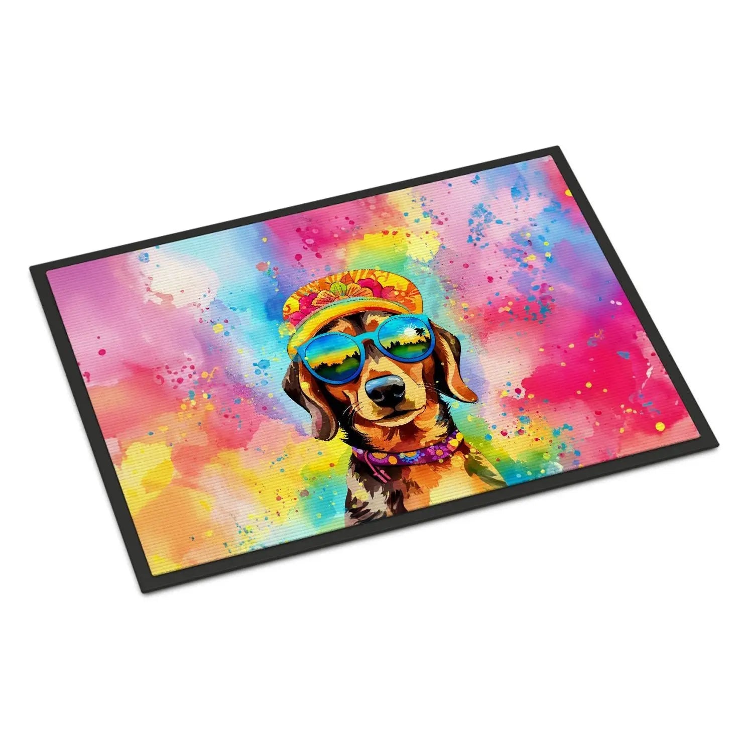 Dachshund Hippie Dawg Doormat Non-Slip Washable Low Pile 24H X 36W Indoor Outdoor Front Door Mat for Entryway    Home Decor Supply | Online Retail | ShoreShopper.com