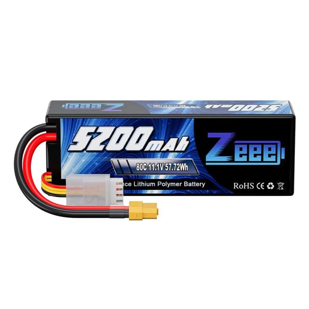 Zeee 3S LiPo RC Battery 11.1V 5200mAh 80C Hardcase w/ Plugs - ShoreCo.Shop