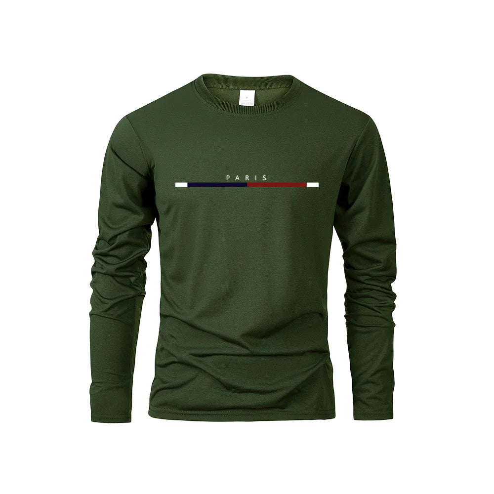 Men's Long Sleeve T Shirts of PARIS Printing Solid Color Casual Tops Autumn High Quality Loose T-Shirt Men Classic Clothing    Home Decor Supply | Online Retail | ShoreShopper.com