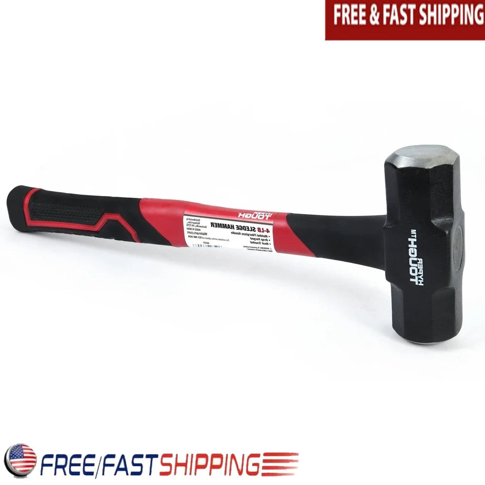 4 lb Sledge Hammer Fiberglass Handle Comfort Grip Double Injected Carbon Steel Head Heat Treated Drop Forged Home Improvement    Home Decor Supply | Online Retail | ShoreShopper.com