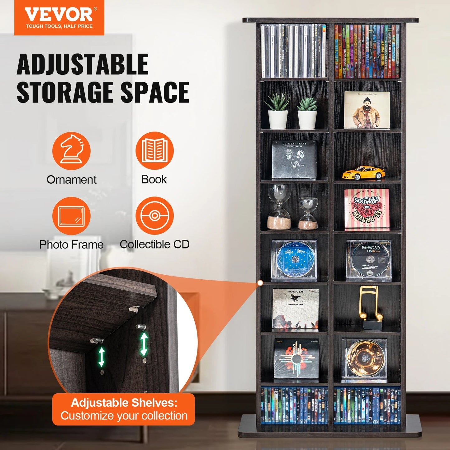 SucceBuy Media Storage Cabinet DVD Shelf Holds Adjustable CD Shelves 5/12/16/36 Compartments Protects and Organizes Music Movie    Home Decor Supply | Online Retail | ShoreShopper.com