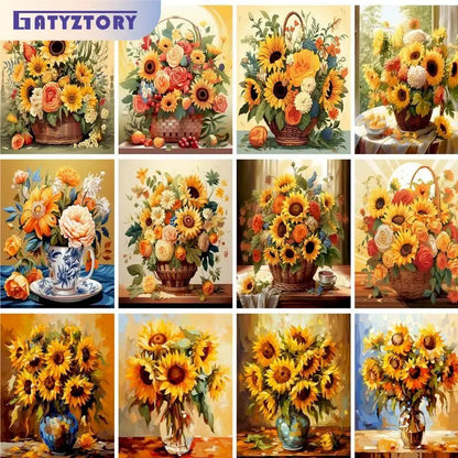 GATYZTORY Paint By Number yellow Flower Landscape Oil Painting On Canvas Floral Handmade Modern Diy Unique Gift    Home Decor Supply | Online Retail | ShoreShopper.com