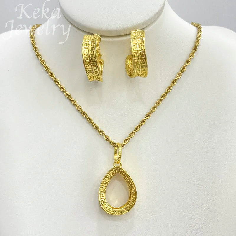 Dubai Golden Jewelry Sets for Women Luxury Italian Bridal Necklace Pendant Earrings Wedding Party Accessories Lady Gifts    Home Decor Supply | Online Retail | ShoreShopper.com