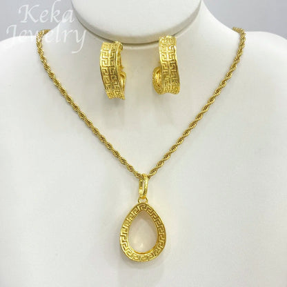 Dubai Golden Jewelry Sets for Women Luxury Italian Bridal Necklace Pendant Earrings Wedding Party Accessories Lady Gifts    Home Decor Supply | Online Retail | ShoreShopper.com