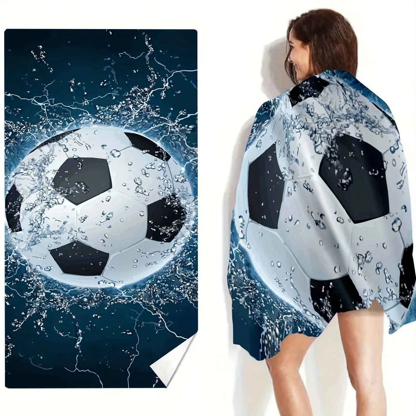 Soccer-Themed Beach Towel: Splash into Fun! Suitable for towels, bath towels, beach towels