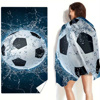 Soccer-Themed Beach Towel: Splash into Fun! Suitable for towels, bath towels, beach towels