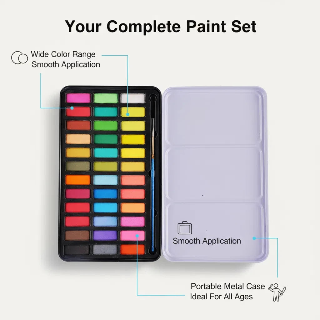 Portable Iron Box Solid Watercolor Paint Set for Art And Hand Drawing Portable Art Supplies    Home Decor Supply | Online Retail | ShoreShopper.com
