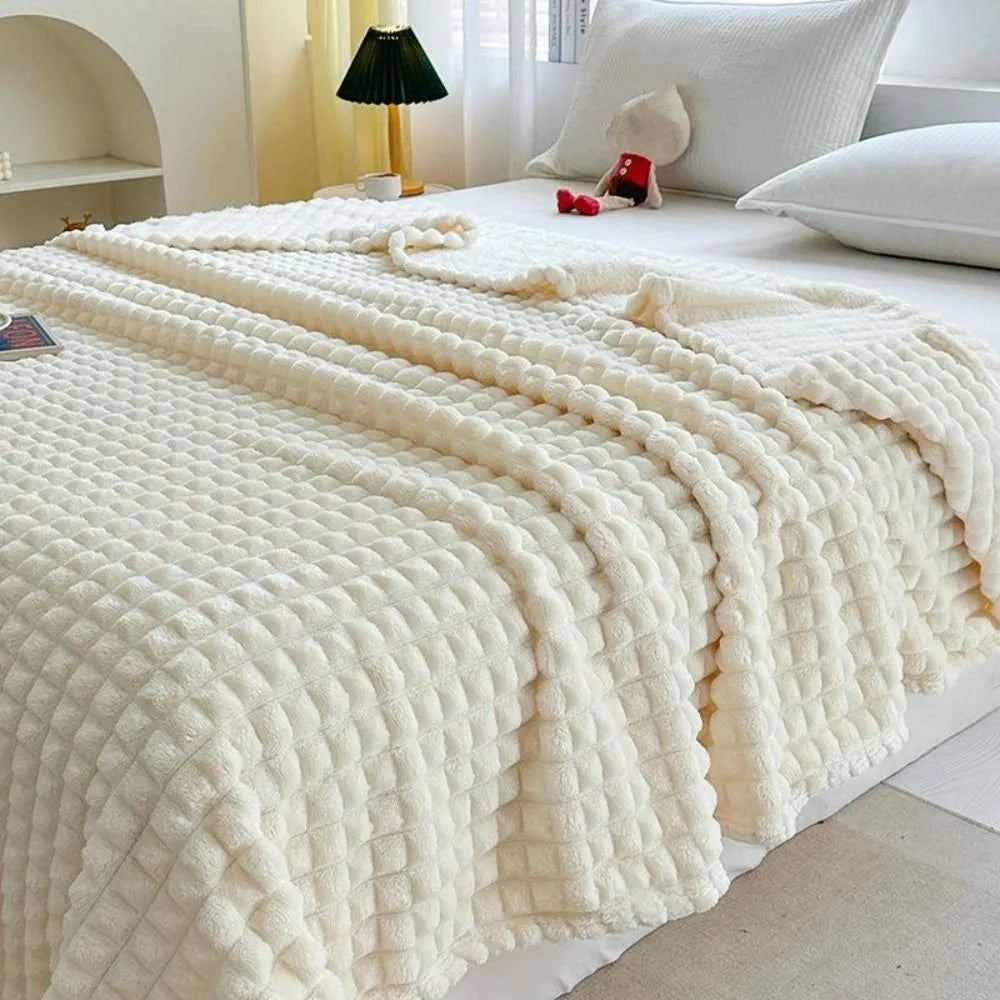 Durable Solid Color Flannel Blanket Thickened Comfortable Sofa Plush Blanket Soft Warm Office Nap Blanket Unisex    Your Coastal Marketplace | Shoreshopper.com