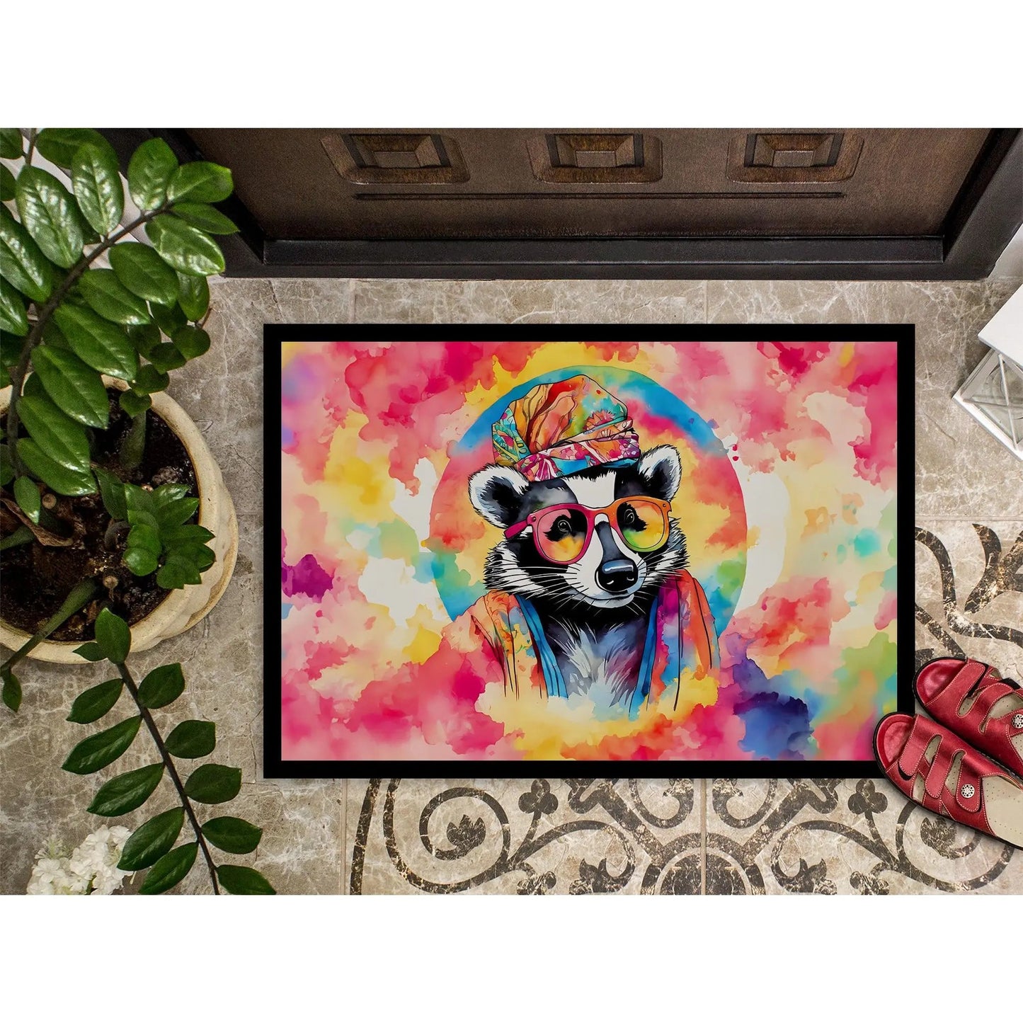 New Hippie Animal Badger Doormat Non Slip Washable Low Pile 18H X 27W Indoor Outdoor Entryway Rug Front Door Mat    Home Decor Supply | Online Retail | ShoreShopper.com