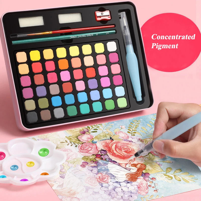 Watercolor Painting  48 Colors Solid Water Color Paint With Brush&Paper Drawing Set Art Supplies for Artists Beginner    Home Decor Supply | Online Retail | ShoreShopper.com