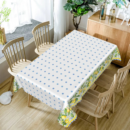 Waterproof Lemon Tablecloth Blue White Check Pattern Summer Decor Kitchen Dining Table Cover for Outdoor Indoor Rustic Style    Your Coastal Marketplace | Shoreshopper.com