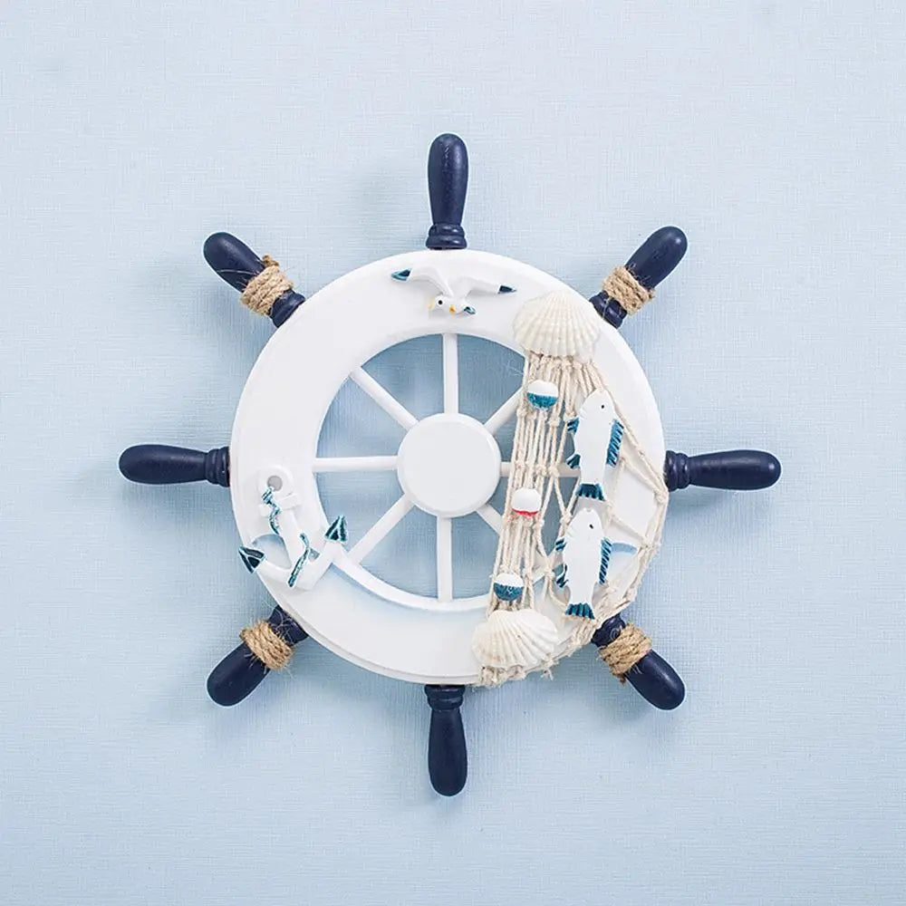 Art Decor 9 Inch Beach Wooden Boat Ship Steering Wheel Fishing Net Home Wall Decor    Your Coastal Marketplace | Shoreshopper.com