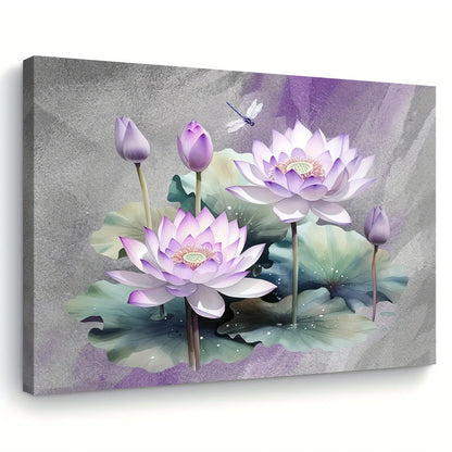 Charming Purple Flower & Green Leaf Canvas Wall Art - Framed Home Decor for Living Room, Bedroom, Kitchen, 11.8x15.7 inches    Home Decor Supply | Online Retail | ShoreShopper.com