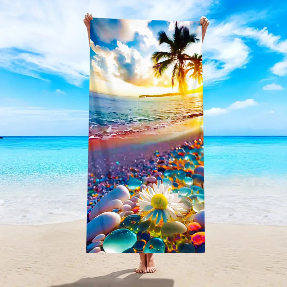 1pc tropical plant printed large beach towel, quick drying absorbent beach towel, swimming, vacation, camping beach towel    Your Coastal Marketplace | Shoreshopper.com