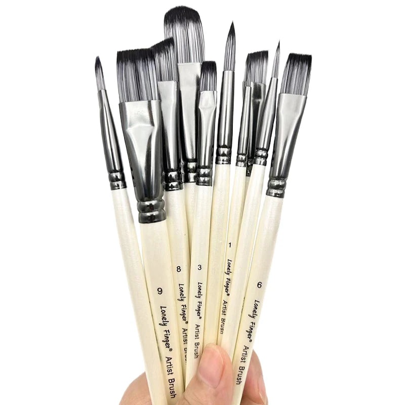 Paint Brush Set，10pcs Artist Brushes for Painting with Round,Flat,Angle,Filbert ,Professional Art Quality on Canvas, Wood, Face    Home Decor Supply | Online Retail | ShoreShopper.com