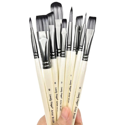 Paint Brush Set，10pcs Artist Brushes for Painting with Round,Flat,Angle,Filbert ,Professional Art Quality on Canvas, Wood, Face    Home Decor Supply | Online Retail | ShoreShopper.com