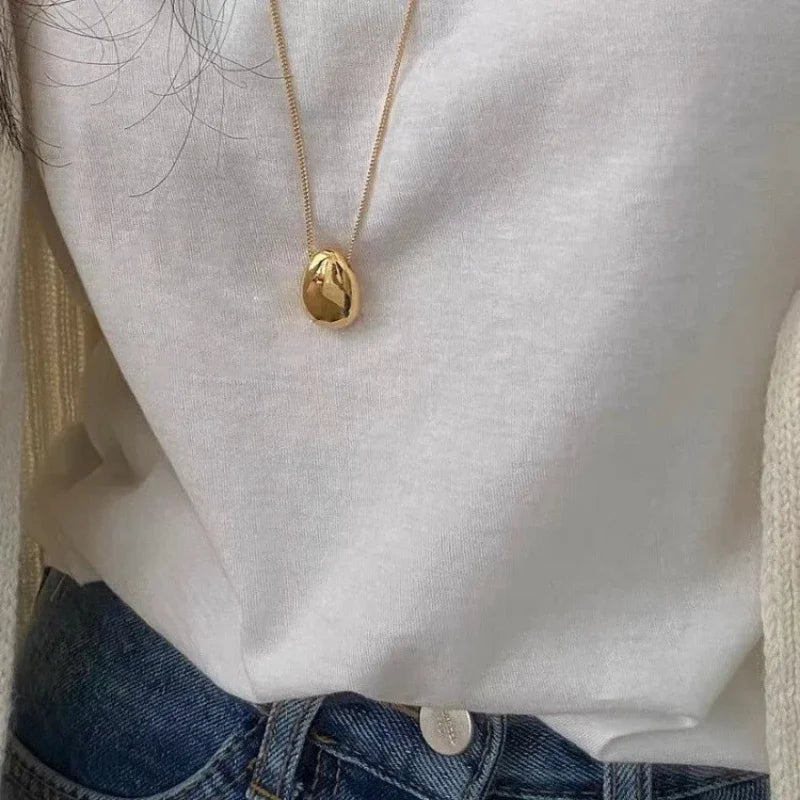 Modern Jewelry Simple Delicate Design Smooth Metal Teardrop Pendant Necklace For Women Female Party Gift Dropshipping    Home Decor Supply | Online Retail | ShoreShopper.com