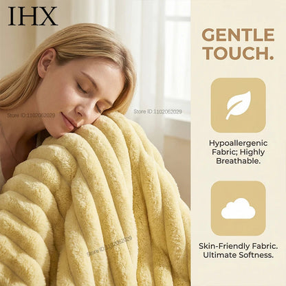 IHX Solid Color Imitation Rabbit Plush Milk Plush Thickened Thermal Leisure Home Blanket Office Nap Blanket, Custom Blanket Size    Your Coastal Marketplace | Shoreshopper.com