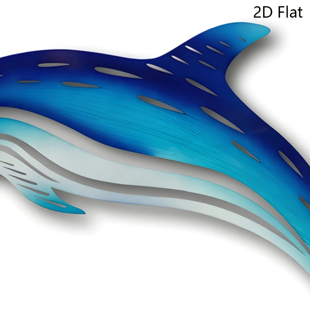 Metallic Blue Dolphin Wall Art - Marine Home Decor    Your Coastal Marketplace | Shoreshopper.com