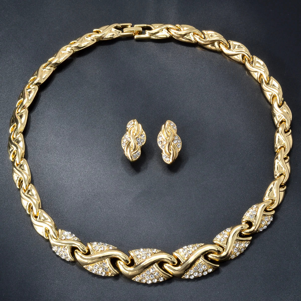 Dubai 18K Gold Plated Jewelry Set Women Luxurious Necklace Earrings Bracelet Ring 4pcs Bride Wedding Party Jewelry Set Gift    Home Decor Supply | Online Retail | ShoreShopper.com