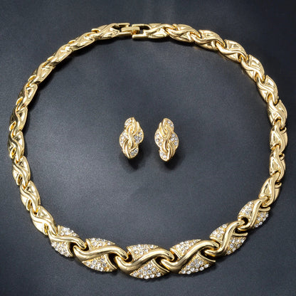 Dubai 18K Gold Plated Jewelry Set Women Luxurious Necklace Earrings Bracelet Ring 4pcs Bride Wedding Party Jewelry Set Gift    Home Decor Supply | Online Retail | ShoreShopper.com