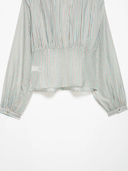 Women Sexy Shirts Spring Summer New Female V-Neck Long Sleeve Shirt Waist-Cinching Striped Tops Lady Chic Casual Holiday Blouses    Your Coastal Marketplace | Shoreshopper.com