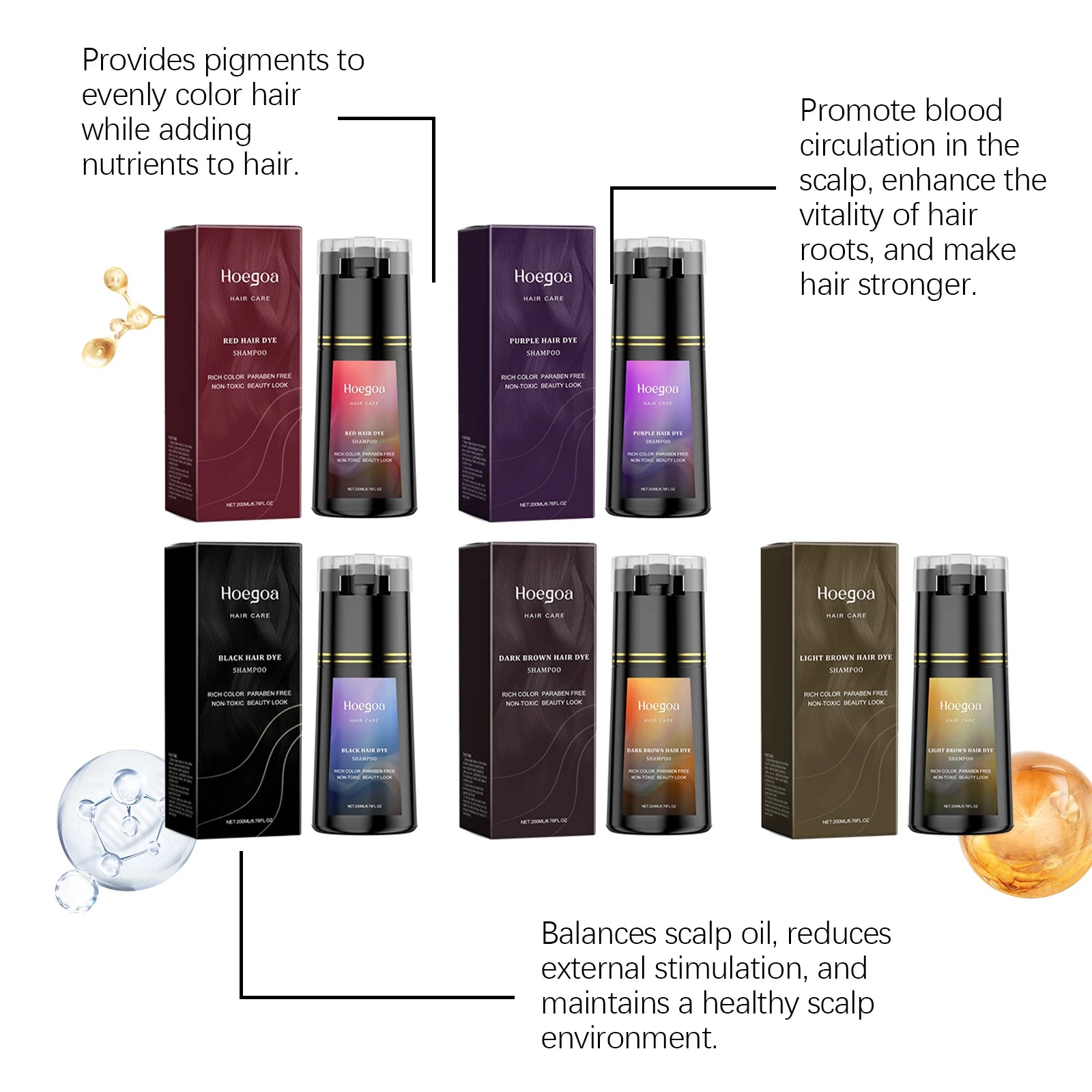 Hair Dye Shampoo for Gray White Hair Coverage 3 in 1 Light Brown DIY Herbal Ingredients Natural Hair Color Shampoo for Women Men - ShoreCo.Shop