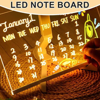 LED Note Board With Night Light 7 Colors Pen Acrylic Message Board DIY Children‘s Illuminated Drawing Board Kids Birthday Gift - ShoreCo.Shop