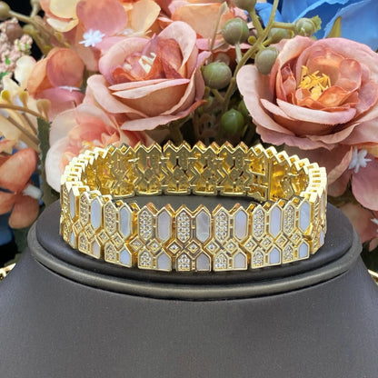 HOT  Jewelry Sets For Woman Wedding Parties Jewellery Necklace Earrings Rings Bracelets For Gift Plating18k With CZ White shell    Home Decor Supply | Online Retail | ShoreShopper.com
