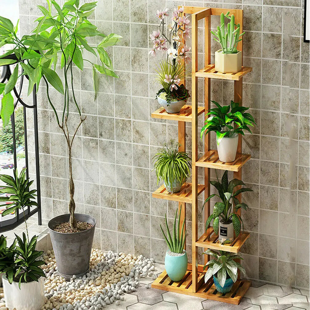 6/7 Pot Vertically Bamboo Flower Shelf Rack Plant Stand Pots Display Corner Shelving Home Indoor Outdoor    Home Decor Supply | Online Retail | ShoreShopper.com