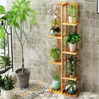 6/7 Pot Vertically Bamboo Flower Shelf Rack Plant Stand Pots Display Corner Shelving Home Indoor Outdoor    Home Decor Supply | Online Retail | ShoreShopper.com