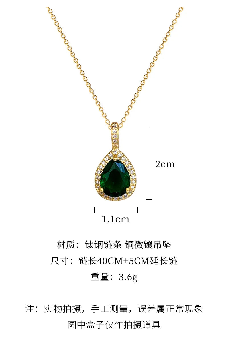 2pcs/set Jewelry Sets Women Elegant Waterdrop Green Rhinestone Pendant Necklace stud Earrings Wedding Dress Bridal Jewelry Set    Home Decor Supply | Online Retail | ShoreShopper.com
