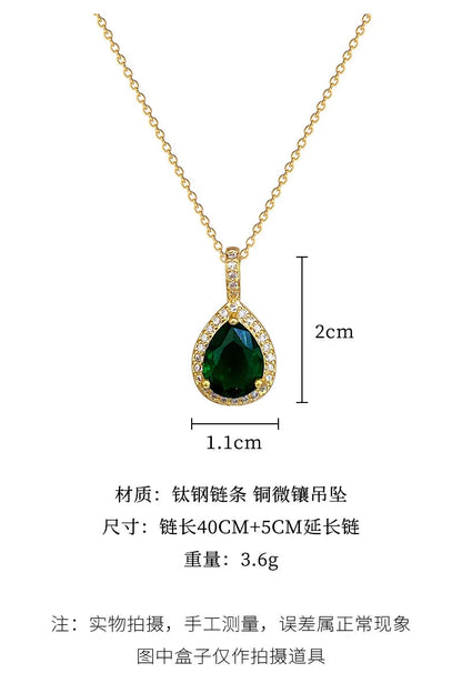 2pcs/set Jewelry Sets Women Elegant Waterdrop Green Rhinestone Pendant Necklace stud Earrings Wedding Dress Bridal Jewelry Set    Home Decor Supply | Online Retail | ShoreShopper.com