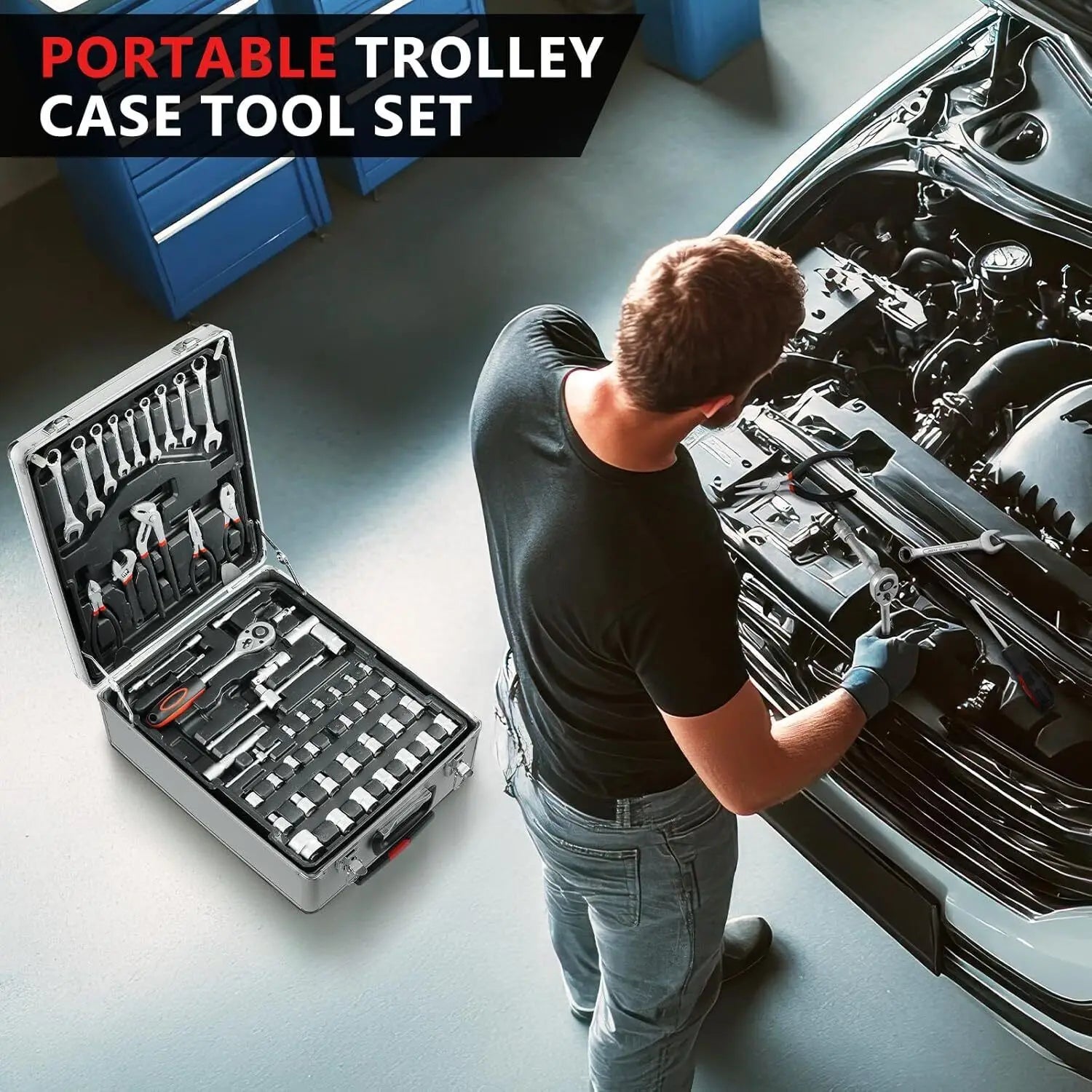 799pcs Tool Set Home Repair Tool kit with Trolley Case Mechanic Wrenches Socket Hand Tools for Daily Use Househould Work Repair - ShoreCo.Shop