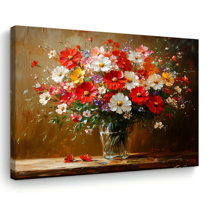 Vibrant Floral Canvas Wall Art - Wooden Framed Colorful Bouquet Print for Home, Office, Living Room, Bedroom, 11.8x15.7 inches    Home Decor Supply | Online Retail | ShoreShopper.com