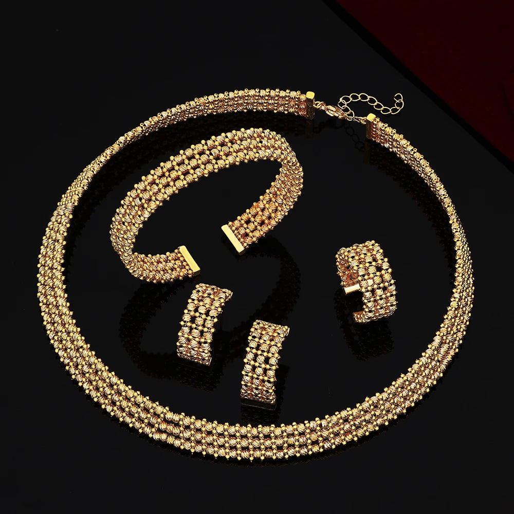 Handmade Jewelry Set Gold Plated Dubai Arabic Bridal Necklace Bracelet Earrings Ring Sets Women Wedding Party Gifts    Home Decor Supply | Online Retail | ShoreShopper.com