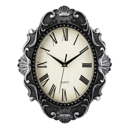 14" Vintage European Court elegance classical Style Wall Clock with Electroplated Black Gold/Silver & Roman Numerals for bedroom    Home Decor Supply | Online Retail | ShoreShopper.com