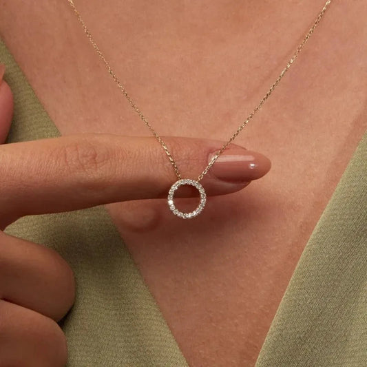 Fashion Trend Elegant Jewelry Simple Crystal Circle Pendant Necklace Golden Color Unquie Women Necklace Party Gift Wholesale    Home Decor Supply | Online Retail | ShoreShopper.com