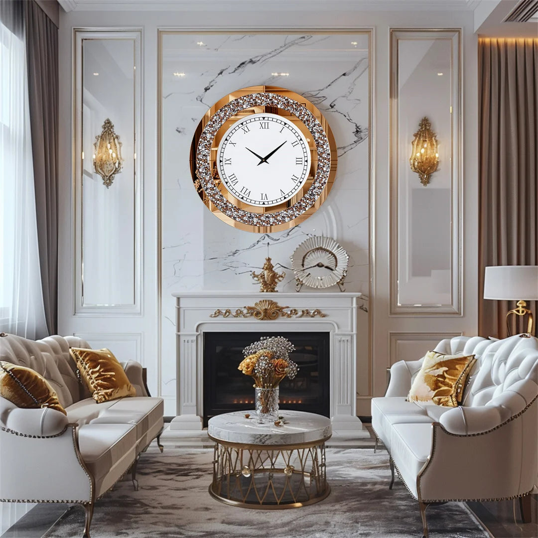 LUVODI 32inch Modern 3D Wall Clock Large Diamond Crystal Living Room Kitchen Bedroom Hall Clock with Roman Numerals    Home Decor Supply | Online Retail | ShoreShopper.com