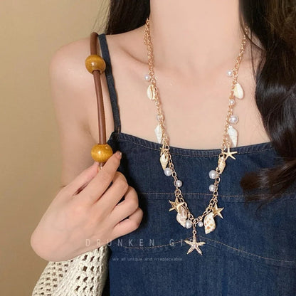 Seaside Style Sea Star Shell Beads Necklace Womens Summer Beach Vacation Neck Chain Bohemian Jewelry Accessories Gift    Your Coastal Marketplace | Shoreshopper.com