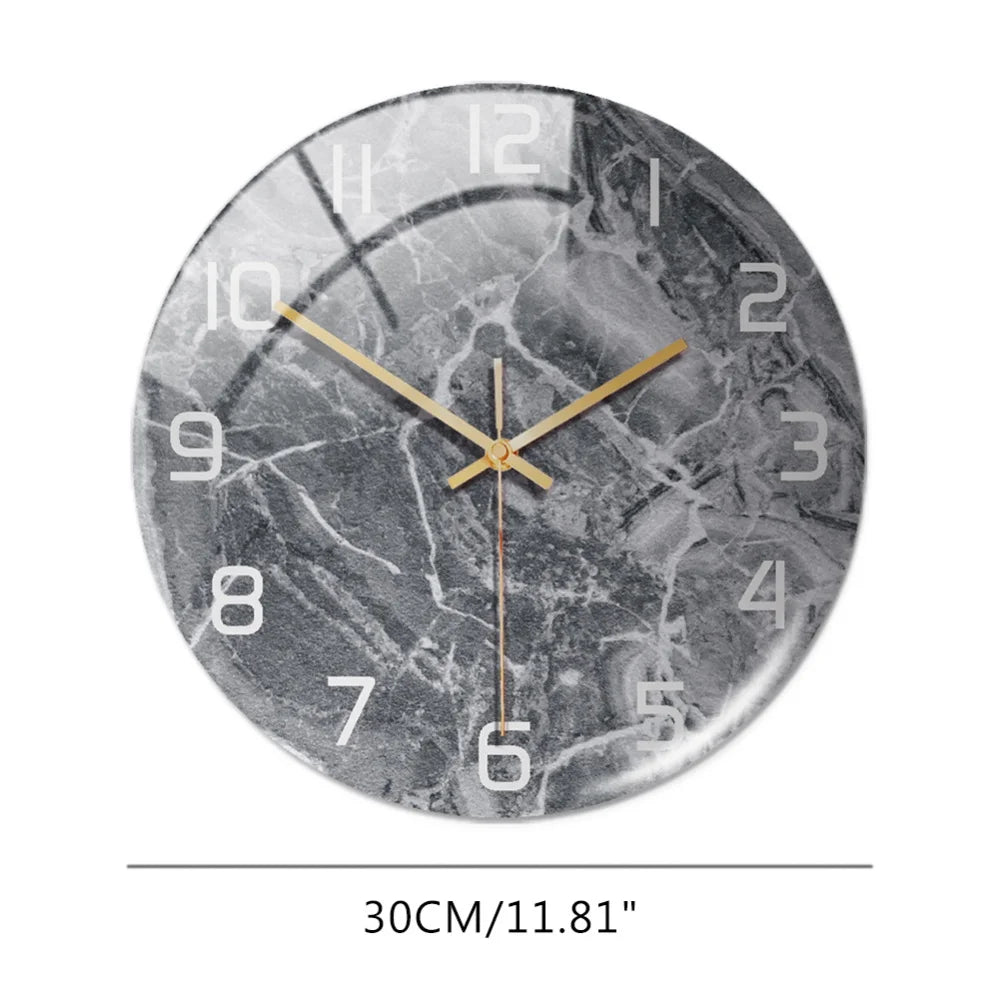 Black Gold Marble Metal Needle Modern Acrylic Round Clock 12"    Home Decor Supply | Online Retail | ShoreShopper.com