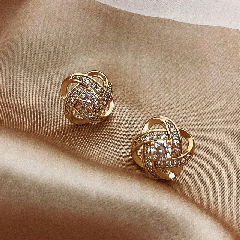 Upscale 14k Gold Jewelry Real Gold  Earrings Zircon Pearl Twist Luxury Stud Earrings for Women Brincos Pendientes Bijoux    Home Decor Supply | Online Retail | ShoreShopper.com