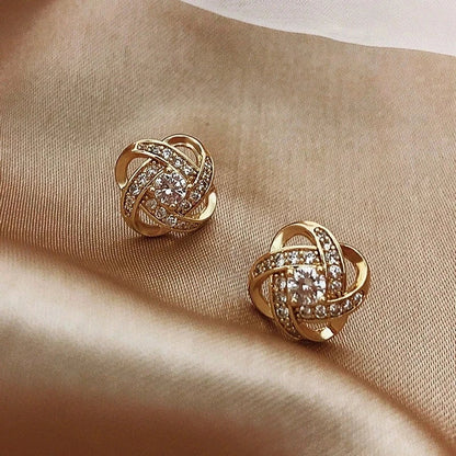 Upscale 14k Gold Jewelry Real Gold  Earrings Zircon Pearl Twist Luxury Stud Earrings for Women Brincos Pendientes Bijoux    Home Decor Supply | Online Retail | ShoreShopper.com