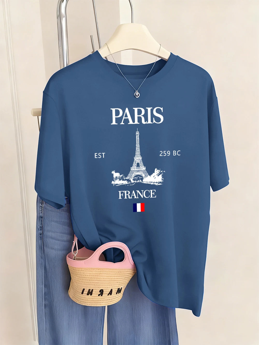 Paris France Eiffel Tower Prints T-Shirts Women Summer Basic Short Sleeve Tops O-Neck Loose T Shirts Basics Soft Womans Clothes    Home Decor Supply | Online Retail | ShoreShopper.com