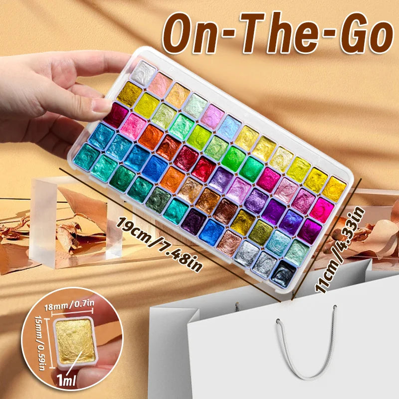 20/24/60/72 Colors Pearl Watercolor Pigment,Metallic,Shimmer,Glitter Solid Paint Mini Travel Portable Kit for Painting,Writing    Home Decor Supply | Online Retail | ShoreShopper.com