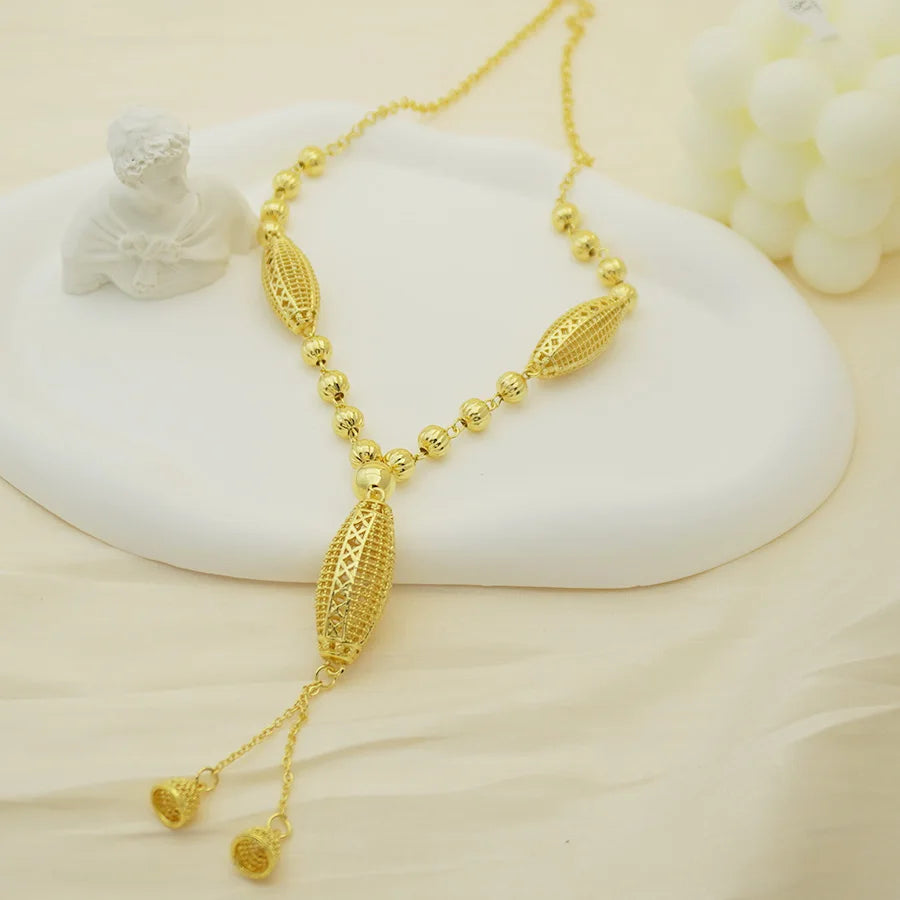 24K gold-plated two-piece jewelry set, Dubai jewelry, India, twisted geometric necklace earrings, bridal party gift    Home Decor Supply | Online Retail | ShoreShopper.com